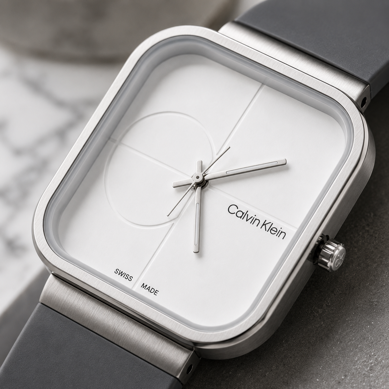 Premium Square Quartz Watch (CK) – Modern Silicone Strap Timepiece