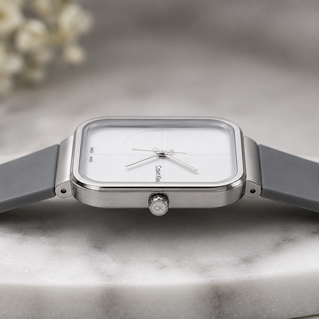 Premium Square Quartz Watch (CK) – Modern Silicone Strap Timepiece