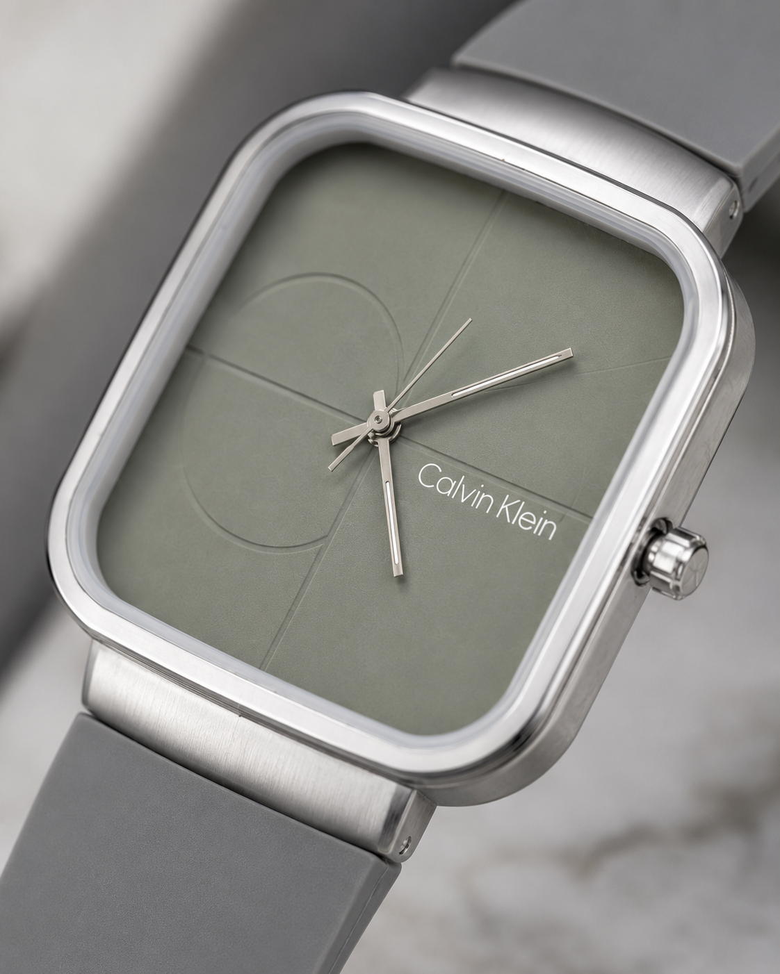 Premium Square Quartz Watch (CK) – Modern Silicone Strap Timepiece