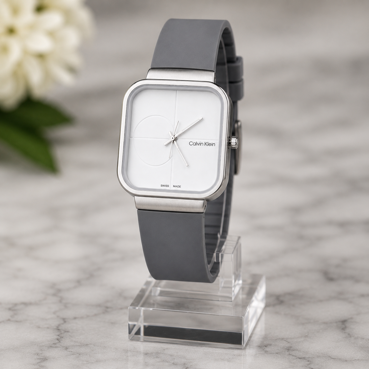 Premium Square Quartz Watch (CK) – Modern Silicone Strap Timepiece